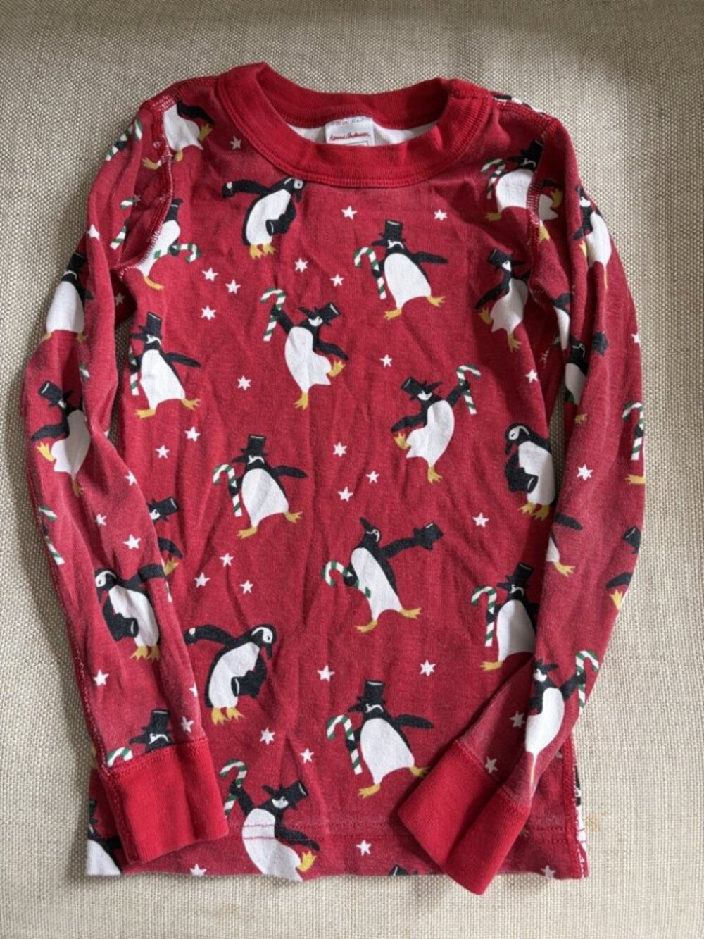 Hanna Andersson Penguin Holiday Pajama Top Organic Cotton 120 6-7
